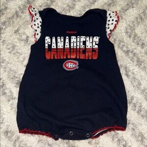 12M Montréal Canadiens, Reebok, girls, black and red girls ruffle onesie